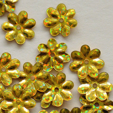 10mm Flower Hologram Bright Gold