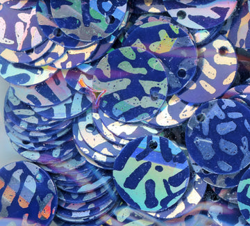 10mm Paillette Opaque Animal Print Silver over Peacock Blue