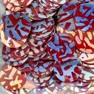 10mm Paillette Opaque Animal Print Silver over Red