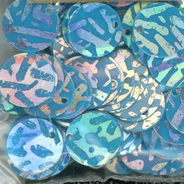10mm Paillette Opaque Animal Print Silver over Dark Turquoise
