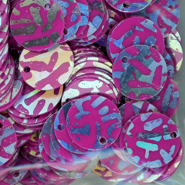 10mm Paillette Opaque Animal Print Silver over Dk Pink Orchid