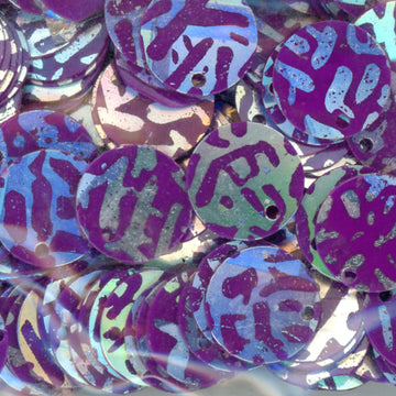 10mm Paillette Opaque Animal Print Silver over Dk Purple