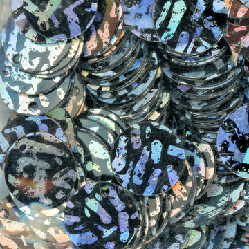 10mm Paillette Opaque Animal Print Silver over Black
