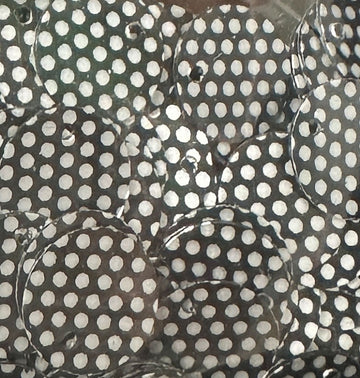 10mm Paillette Satin silver Dots on black