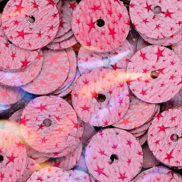 8mm flat hologram Cosmic White on Red stars