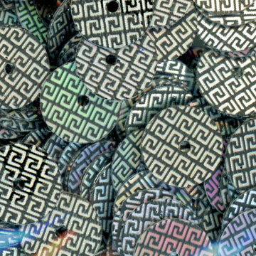 8mm flat hologram Greek Key print silver