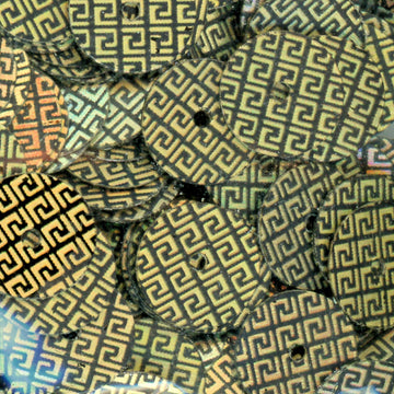 8mm flat hologram Greek Key print gold