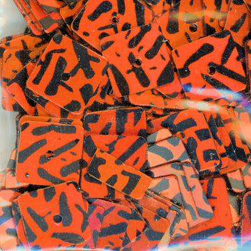 7mm square orange hologram animal print