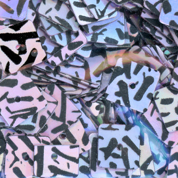 7mm square lilac hologram animal print