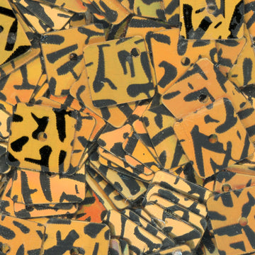 7mm square aztec gold hologram animal print