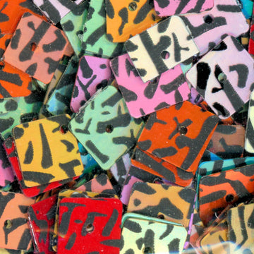7mm square hologram animal print mix