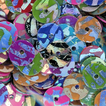 6mm Flat Opaque Animal Print Silver over Mixed Colors