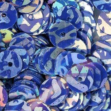 6mm Flat Opaque Animal Print Silver over Peacock Blue
