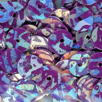 6mm Flat Opaque Animal Print Silver over Dark Purple