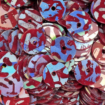 6mm Flat Opaque Animal Print Silver over Red