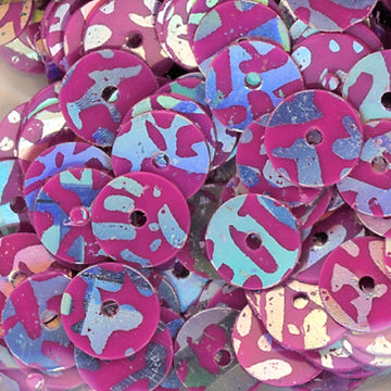 6mm Flat Opaque Animal Print Silver over Dk Pink Orchid