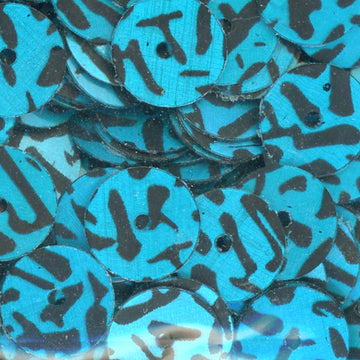 6mm square hologram animal print turquoise