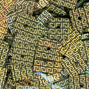 6mm square hologram Greek Key print gold
