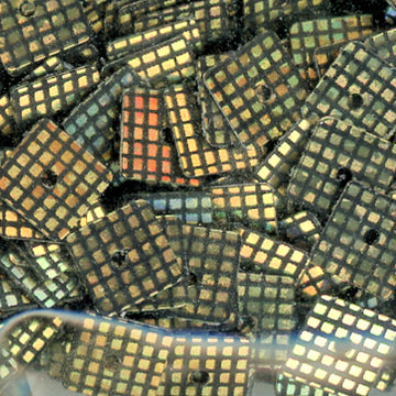 6mm square hologram Waffle print gold