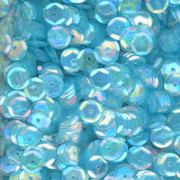 6mm Slightly Cupped Iridescent Lt Ocean Blue Green