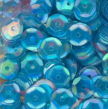 6mm Slightly Cupped Iridescent Med Ocean Blue Green
