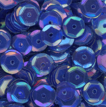 6mm Slightly Cupped Iridescent Peacock Blue