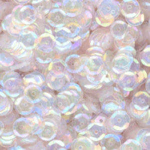 6mm Slightly Cupped Iridescent Clear