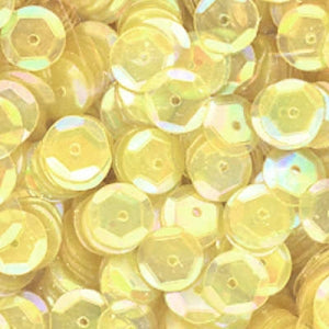 8mm Slightly Cupped Iridescent Lt Lemon Yellow 100 Grams