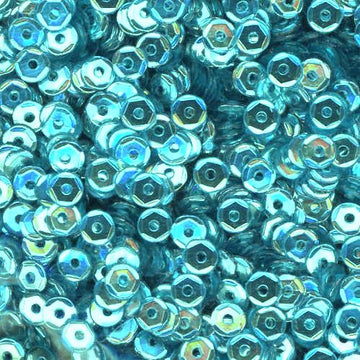 4mm Slightly Cupped Metallic Aqua