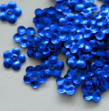 5mm Metallic Flower Cobalt Blue