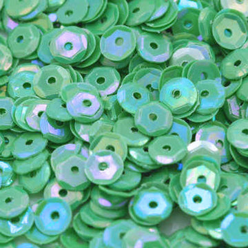 5mm Slightly Cupped Opaque Iridescent Med. Leaf Green
