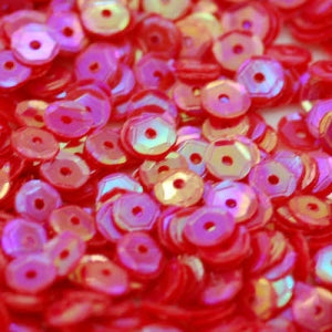5mm Slightly Cupped Opaque Iridescent Red