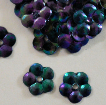 5mm Flower Opaque Iridescent Black