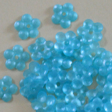 5mm Satin Flower Lt Ocean Blue Green