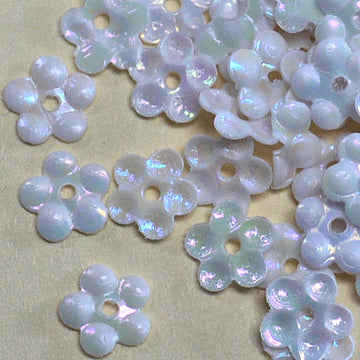 5mm Flower Opaque Iridescent White 100 grams