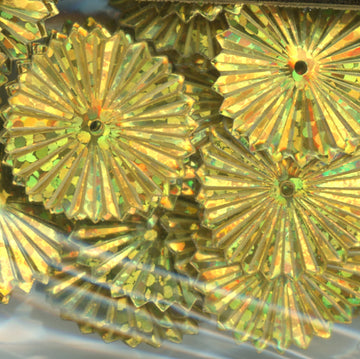 16mm Hologram Sunburst Bright Gold
