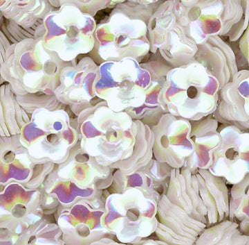 6mm Cupped Flower Crystal Opaque White 100 Grams