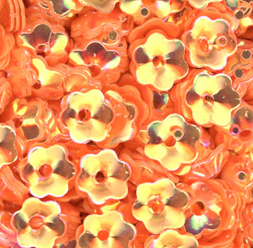 6mm Cupped Flower Crystal Opaque Tangy Tangerine 100 Grams