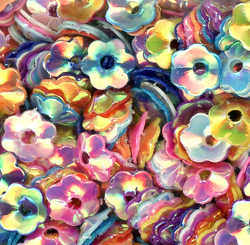 6mm Cupped Flower Crystal Opaque Mix 100 Grams