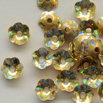 6mm Cupped Flower Hologram Gold