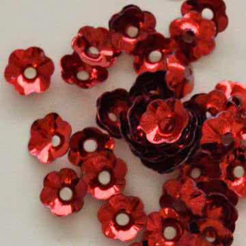 6mm Cupped Flower Metallic Red
