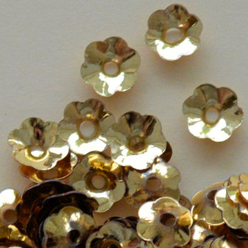 6mm Cupped Flower Metallic Gold