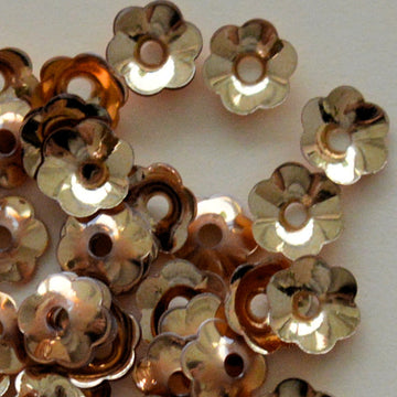 6mm Cupped Flower Metallic Old Gold