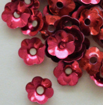 6mm Cupped Flower Metallic Rose Red 100 Grams
