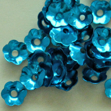 6mm Cupped Flower Metallic Turquoise 100 Grams