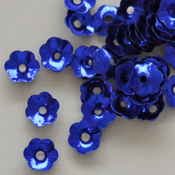 6mm Cupped Flower Metallic Cobalt Blue 100 Grams