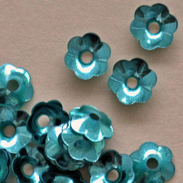 6mm Cupped Flower Metallic Aqua 100 Grams