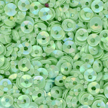 3mm Fully Cupped Opaque Iridescent Lt Leaf Green