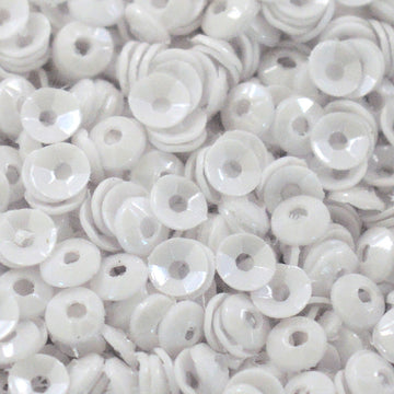 3mm Fully Cupped Opaque White Glossy (no iridescence)