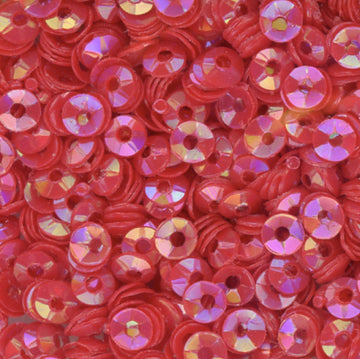 3mm Fully Cupped Opaque Iridescent Red